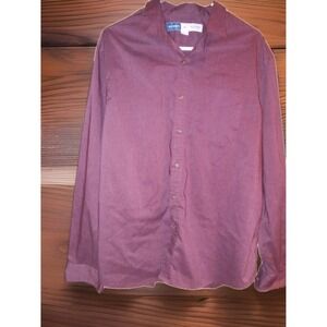 Old Navy Men Button Down Shirt Maroon XL Long Sleeve Regular Fit Everyday PREPPY
